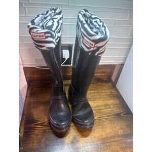 Hunter Black Rain Boots And Socks Size‎ 6